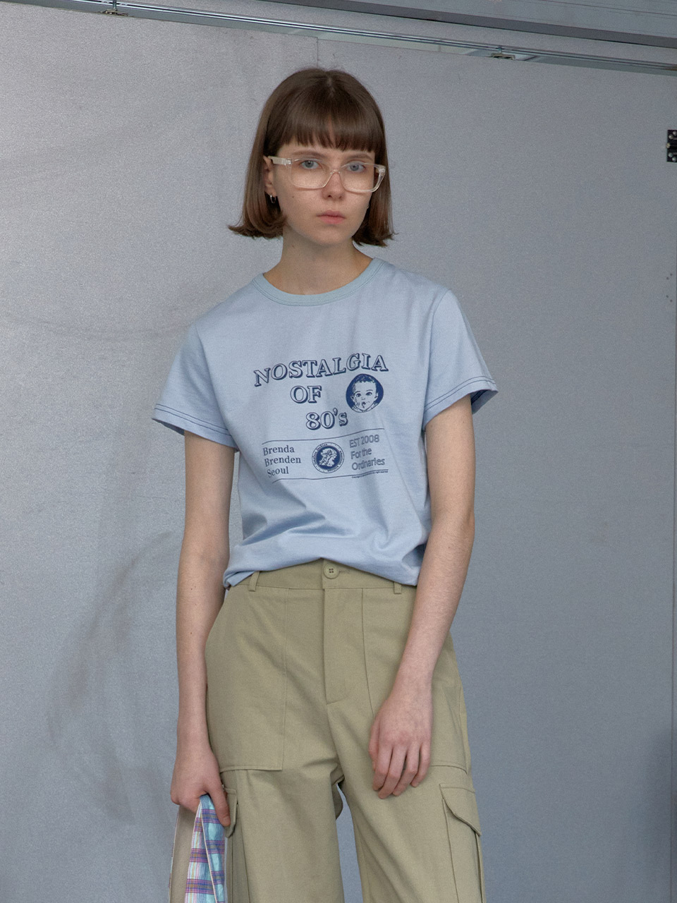 7th / 80&#039;s print t-shirt - sky blueBRENDA BRENDEN